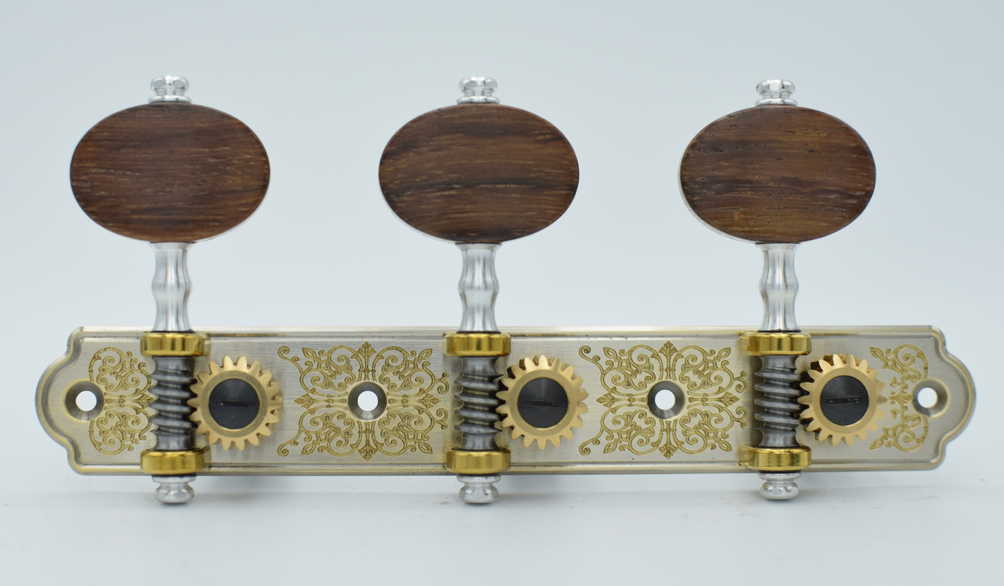 B-Ware: Trinity Brass, Vintage Nickel Plated, Engraved, Wenge Buttons, Black Rollers