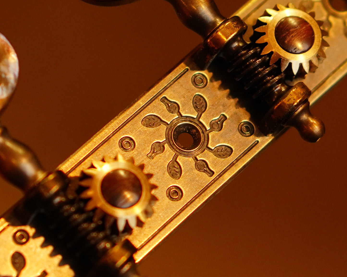 In Stock: Baker Plate, Antique Finish, Black Mother of Pearl Buttons, Black Rollers