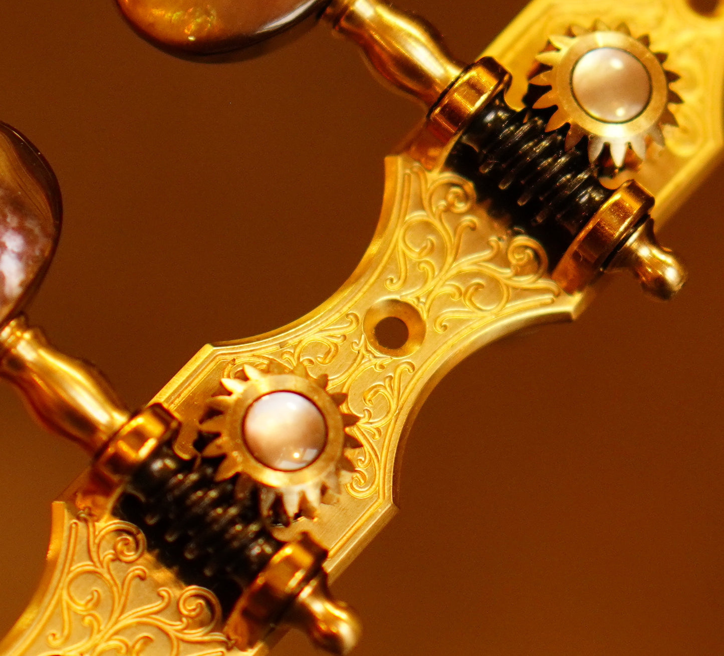 In Stock: Landstorfer Plate, Scroll Engraving, Black Mother of Pearl Buttons, Black Rollers