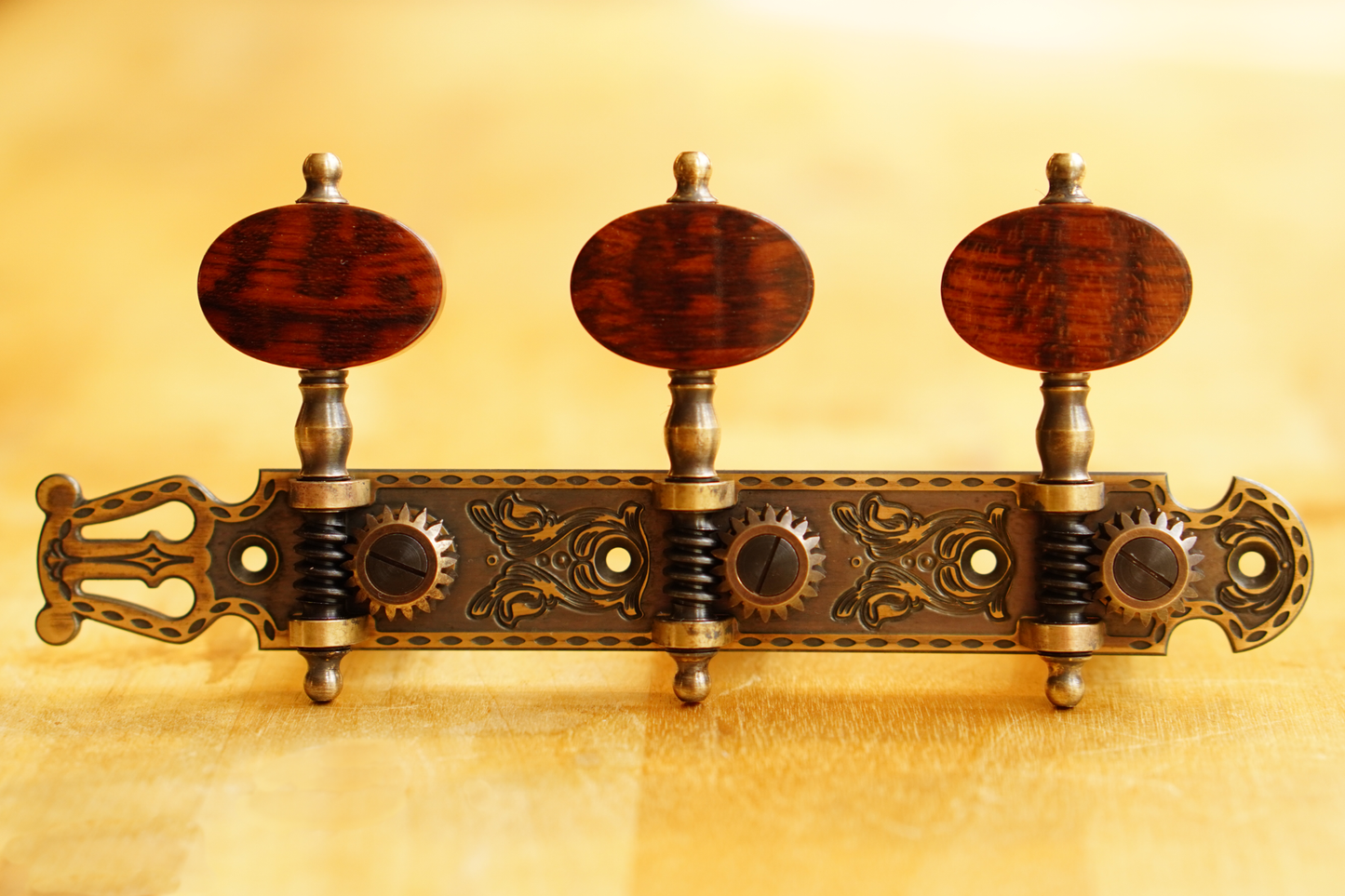 In Stock: Lyre Plate, Engraved, Antique Finish, Ivoroid Rollers