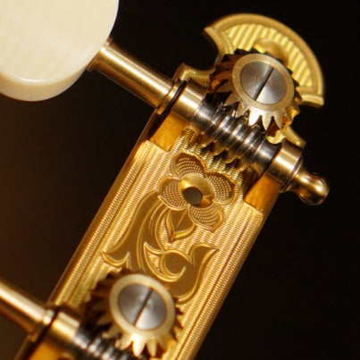 In Stock: 36mm, Lyre Plate Brass, Engraved, Ivoroid Button, Ivoroid Rollers