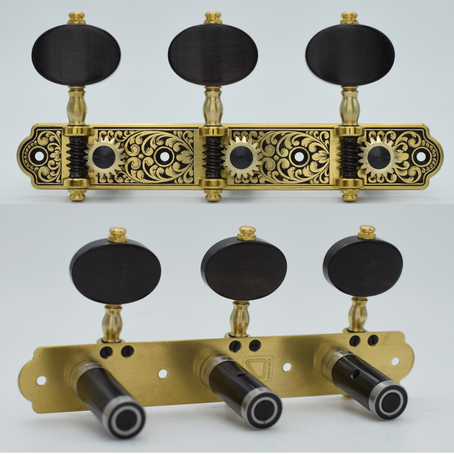 In Stock: Landstorfer Plate, Baroque Hand Engraving, Ebony Buttons, Black Rollers