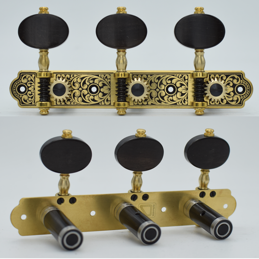 In Stock: Landstorfer Plate, Baroque Hand Engraving, Ebony Buttons, Black Rollers